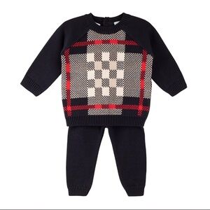 Feltman Brothers Navy Plaid Knit Sweater and Pants Set (6mos)